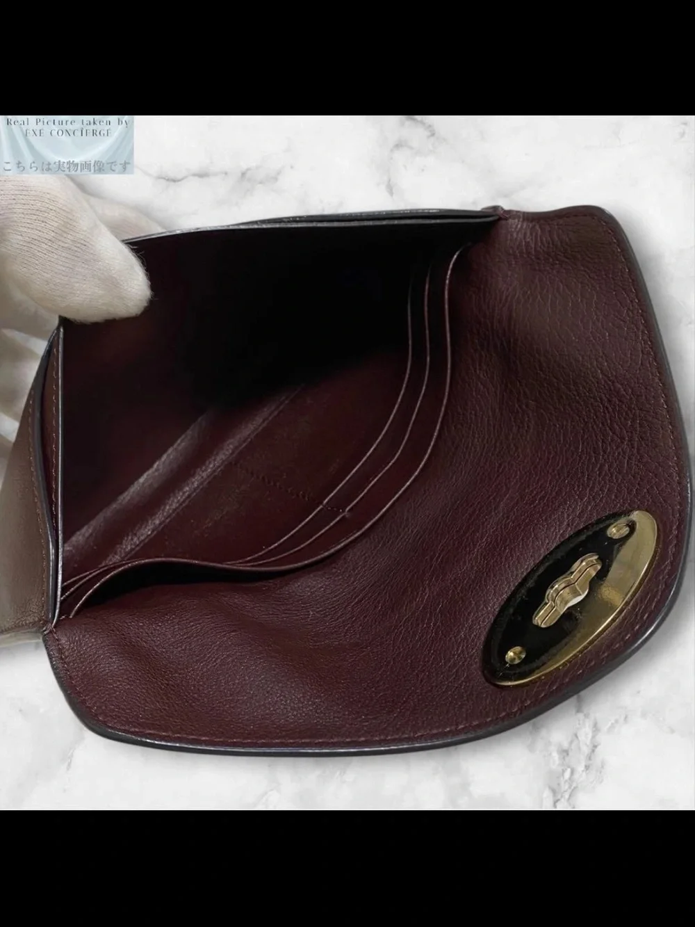 Mulberry Brown Leather Envelope Wallet with Gold Turn-Lock